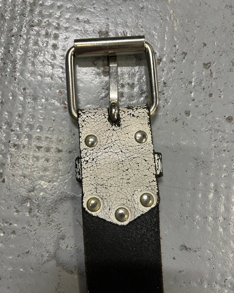 Moschino White Leather Eroded Belt ysZjpaw 5