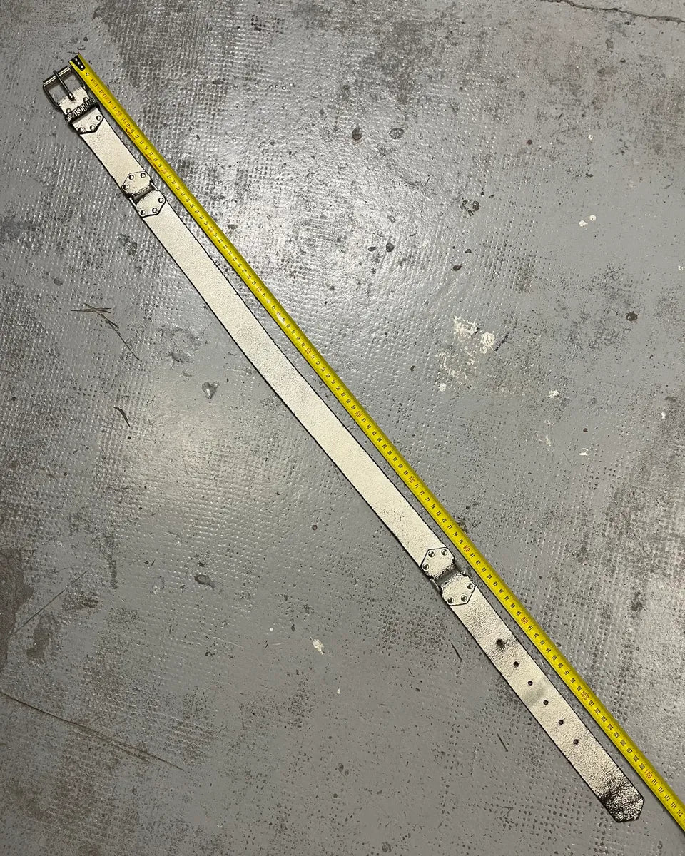 Moschino White Leather Eroded Belt ysZjpaw 7