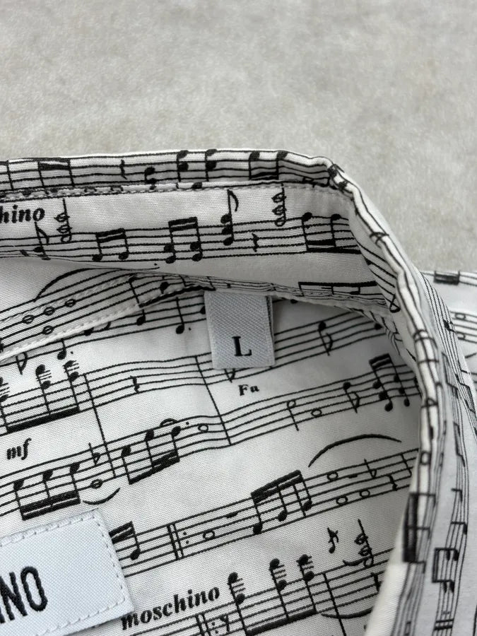 2010s Moschino White Musical Notes Print Shirt evSgxFK 11