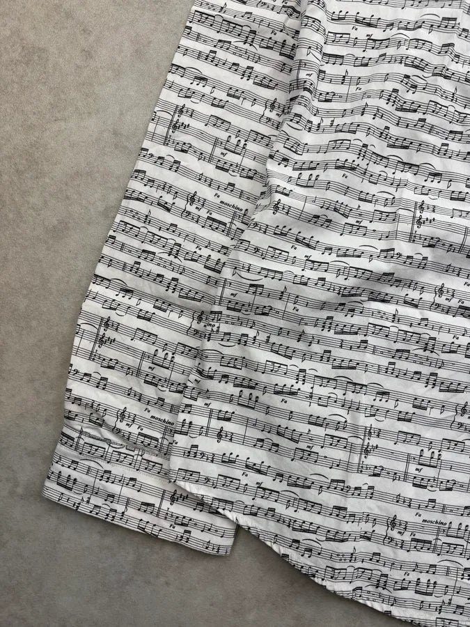 2010s Moschino White Musical Notes Print Shirt evSgxFK 6