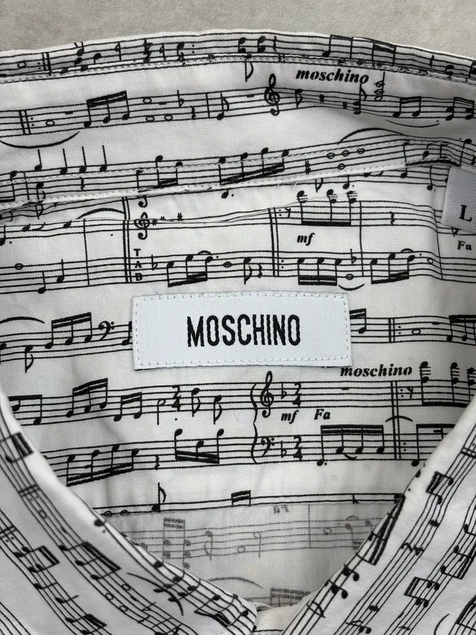 2010s Moschino White Musical Notes Print Shirt evSgxFK 10