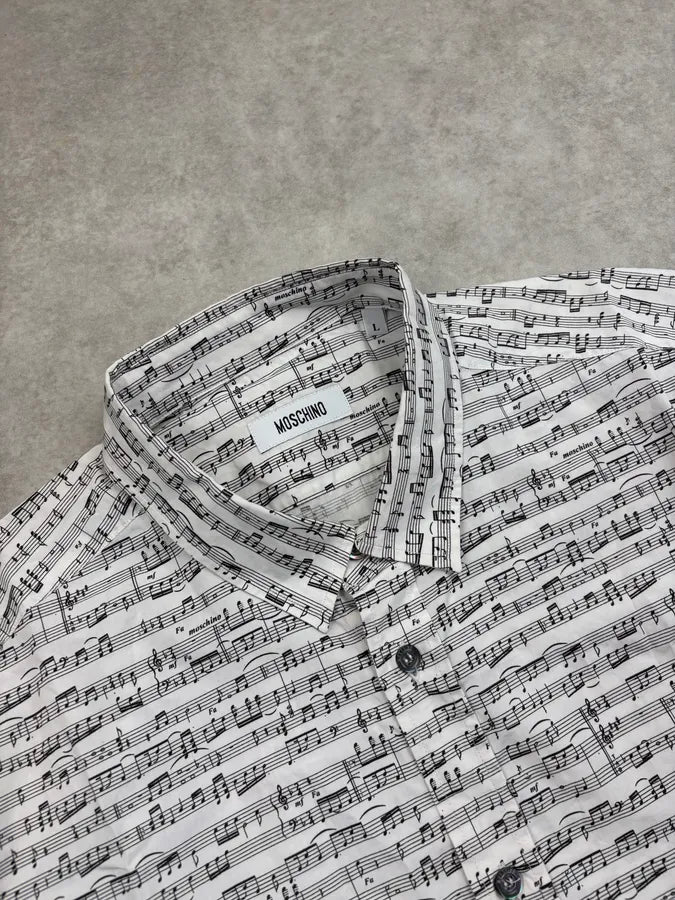 2010s Moschino White Musical Notes Print Shirt evSgxFK 4