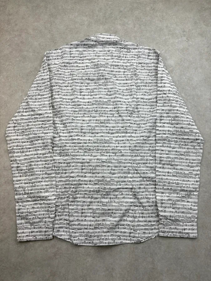 2010s Moschino White Musical Notes Print Shirt evSgxFK 5