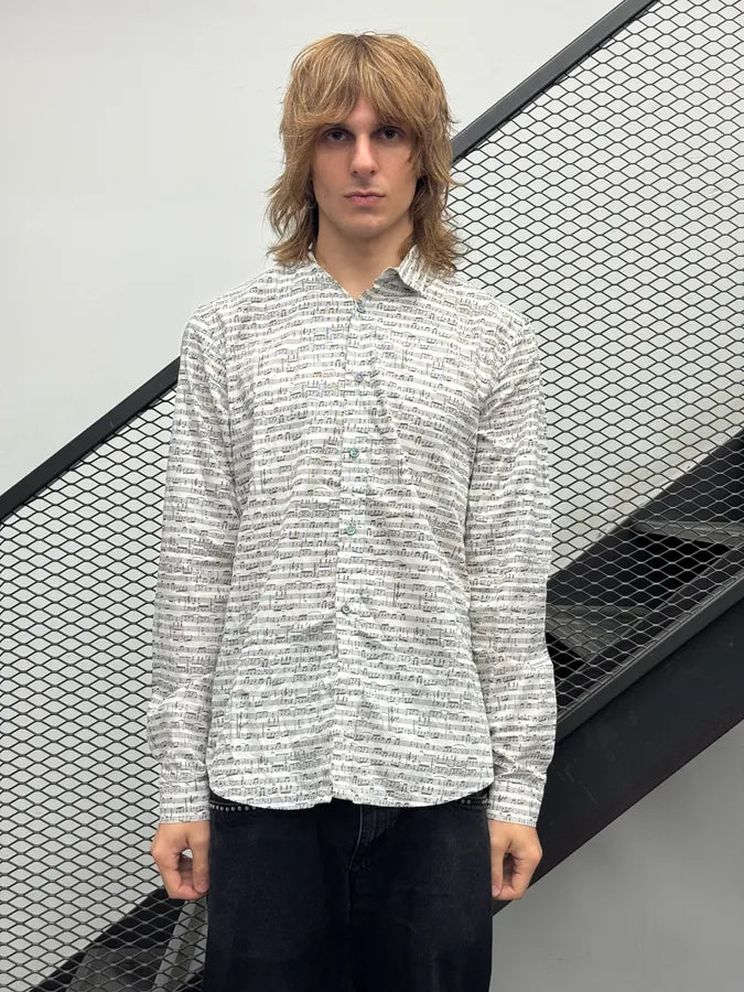 2010s Moschino White Musical Notes Print Shirt evSgxFK 0