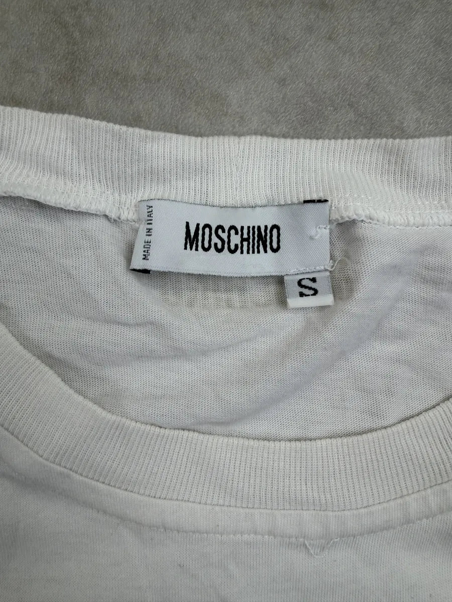 2000s Moschino White Peace Sign Pin Embellished T-Shirt DsTRjIW 5