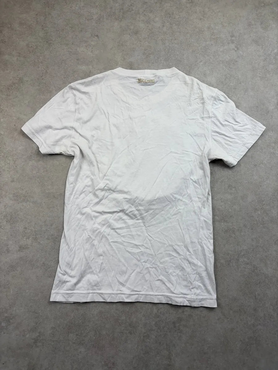 2000s Moschino White Peace Sign Pin Embellished T-Shirt DsTRjIW 6