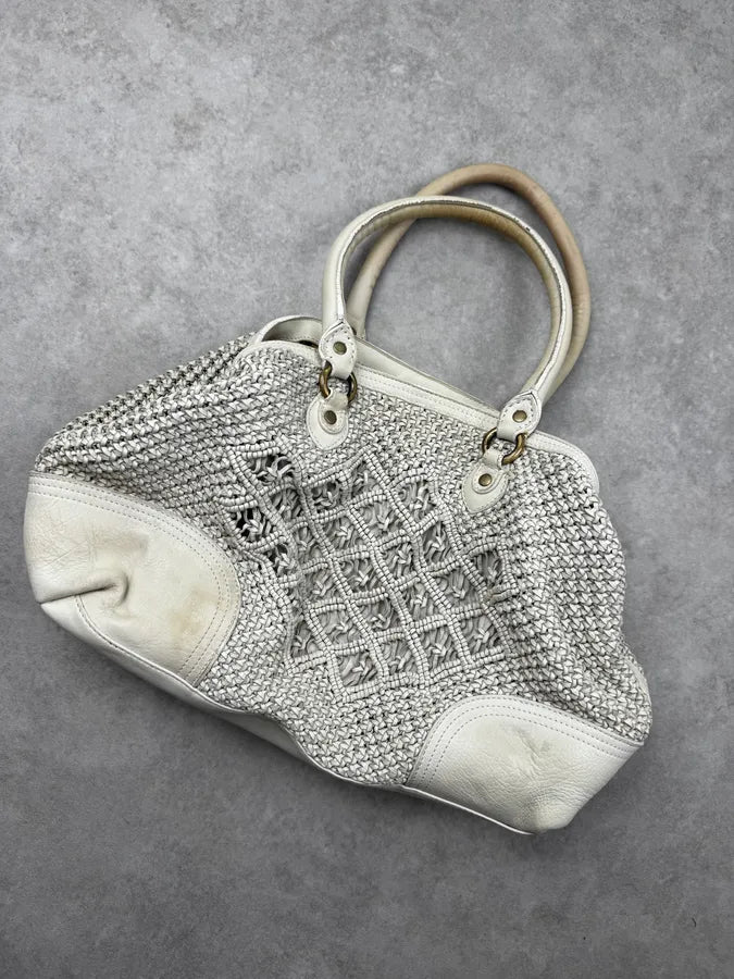Moschino White Woven Intrecciato Modular Handle Bag HfzmjmF 8
