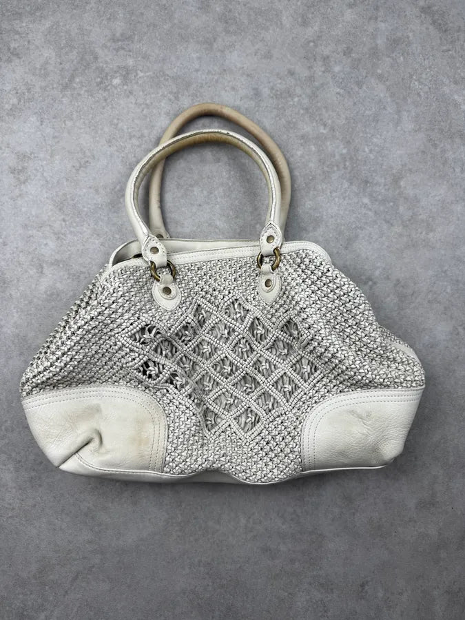 Moschino White Woven Intrecciato Modular Handle Bag HfzmjmF 5