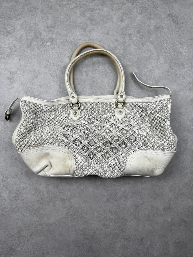 Moschino White Woven Intrecciato Modular Handle Bag HfzmjmF 4