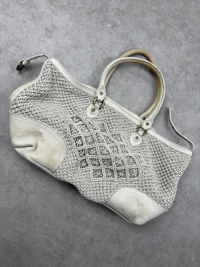 Moschino White Woven Intrecciato Modular Handle Bag HfzmjmF 7