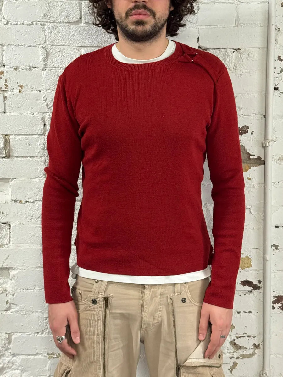 Moschino Wool Wrap Bondage Strap Red Sweater OFlOveG 1