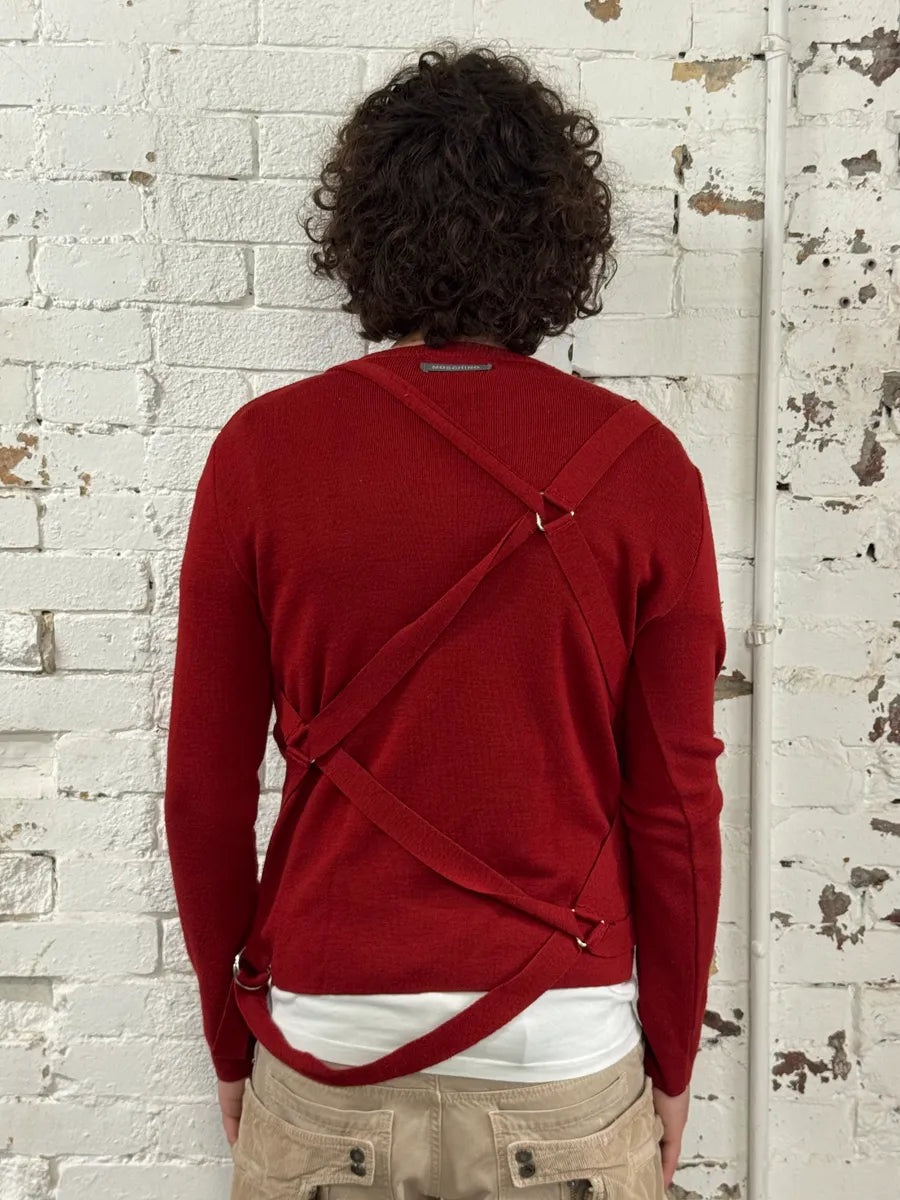 Moschino Wool Wrap Bondage Strap Red Sweater OFlOveG 2