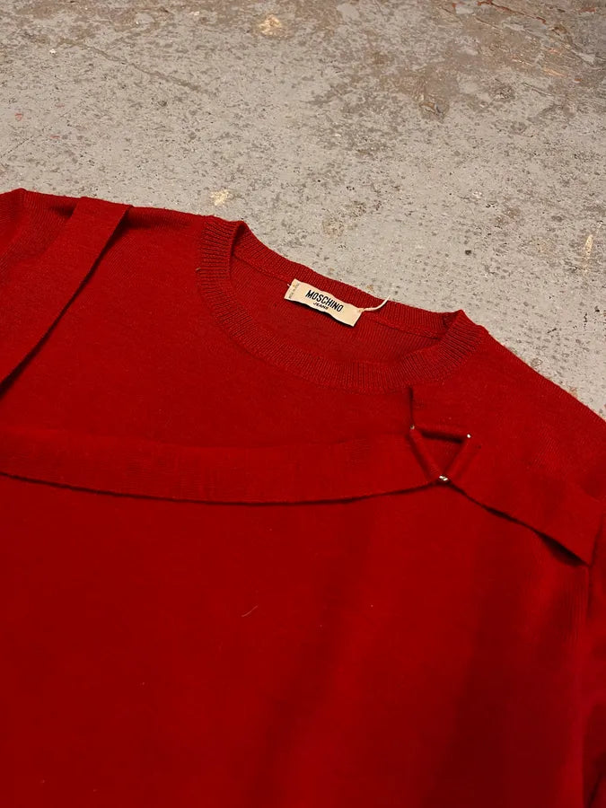 Moschino Wool Wrap Bondage Strap Red Sweater OFlOveG 4