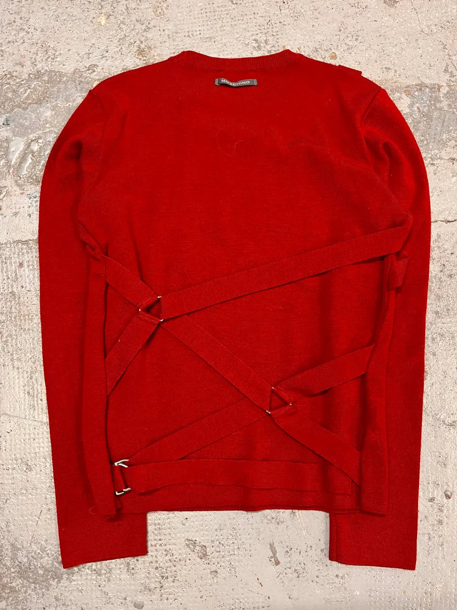 Moschino Wool Wrap Bondage Strap Red Sweater OFlOveG 6