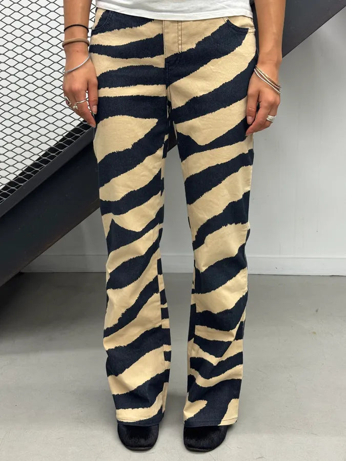 Moschino Zebra Stripes Black & Beige Pants Cquuxvj 0