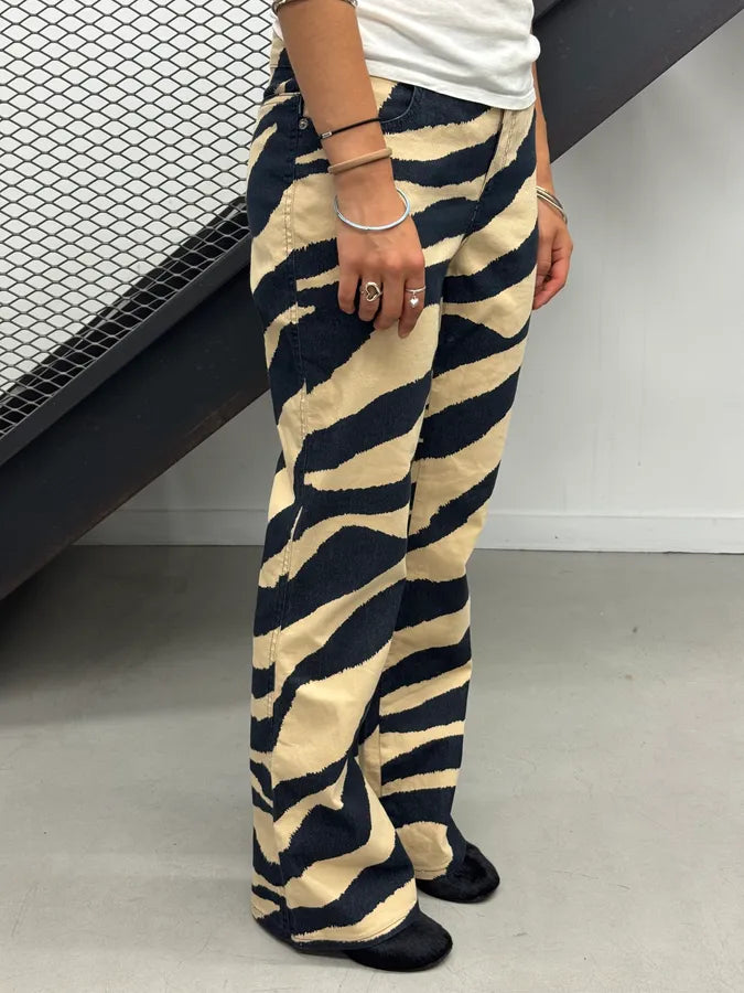 Moschino Zebra Stripes Black & Beige Pants Cquuxvj 1