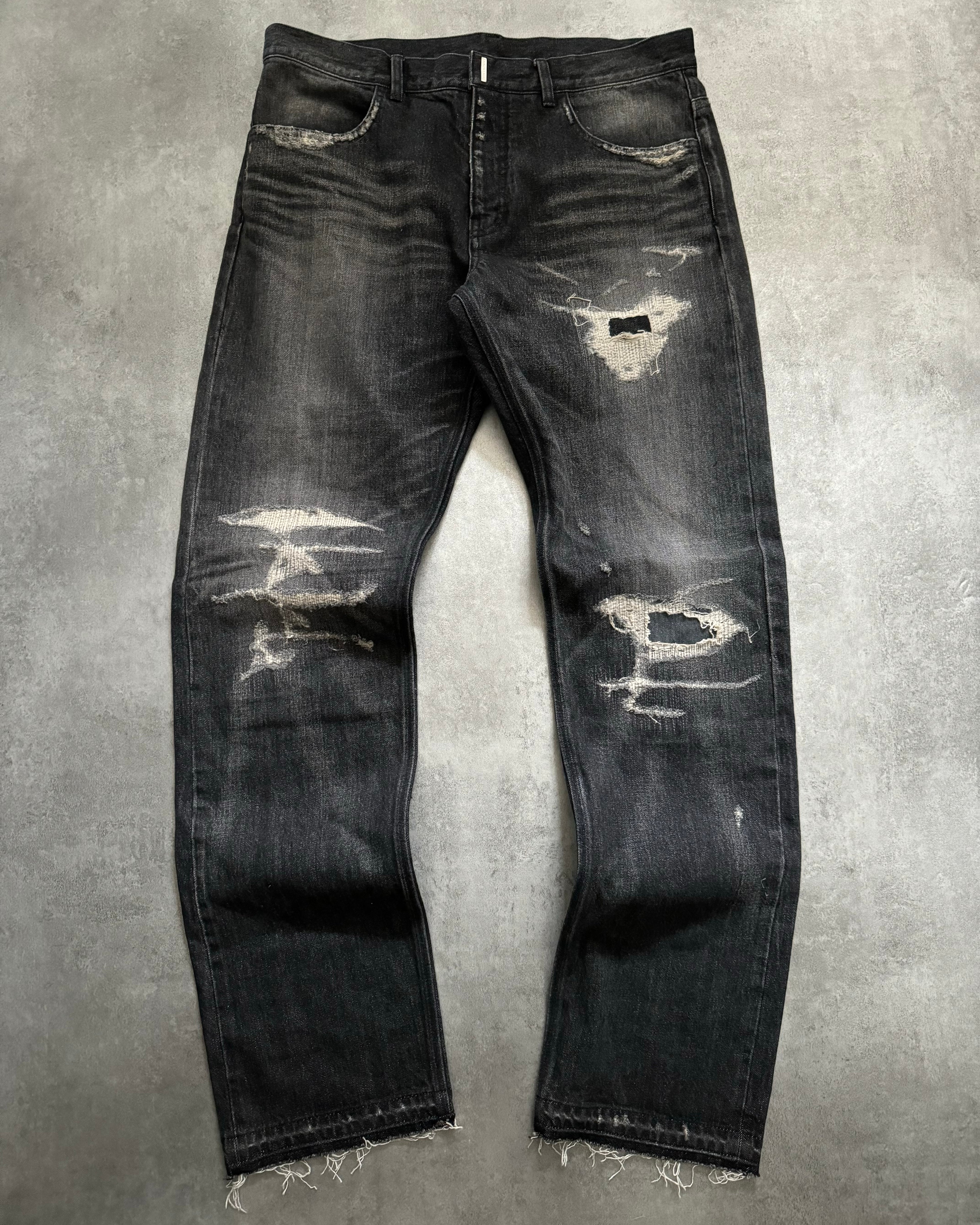 AW2023 Givenchy Distressed Grey Japanese Denim Jeans (L) - 1