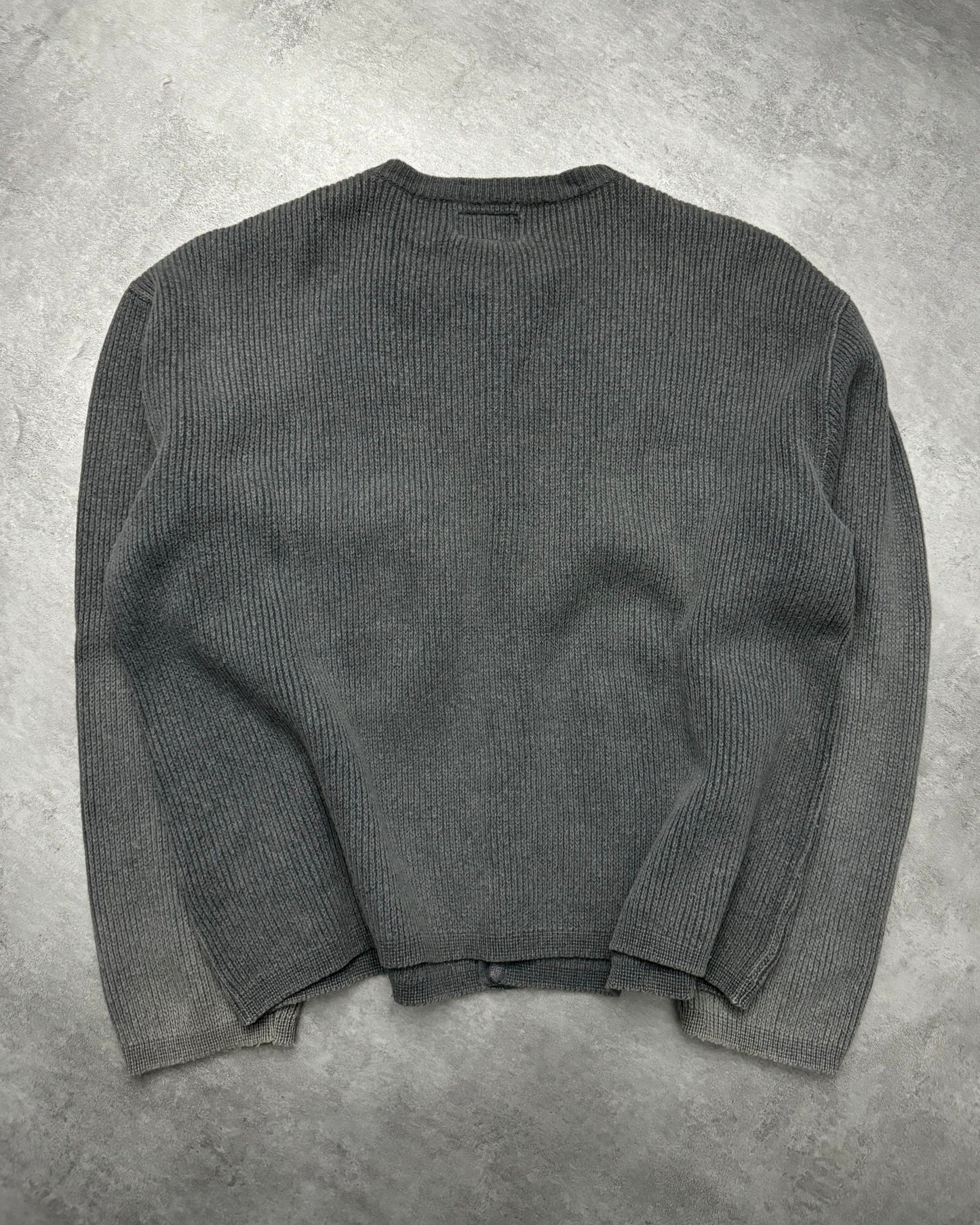 1990s Armani Grey Italian Wool Contemporary Cardigan (L/XL) - 2