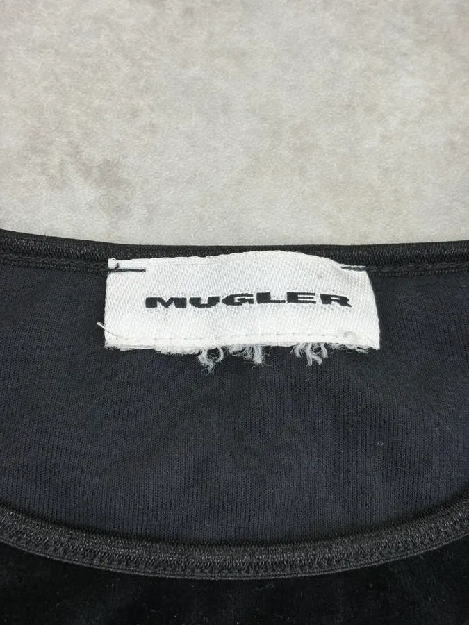 Mugler Black Velvet Corset Trompe L’Oeil Sweater WwRfzeX 7