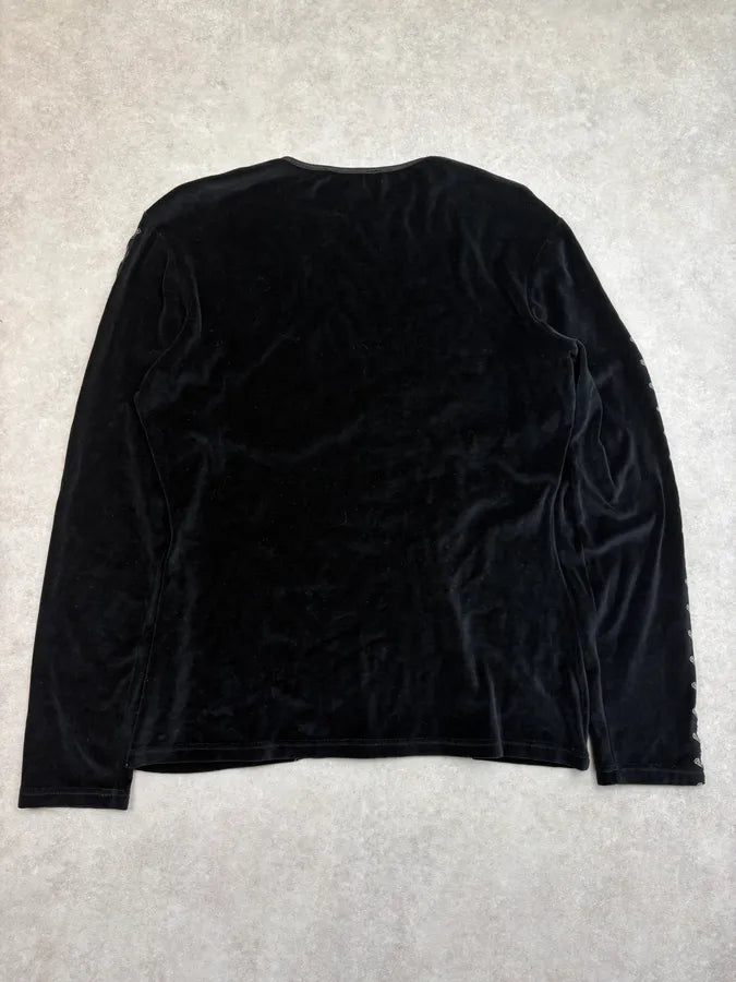 Mugler Black Velvet Corset Trompe L’Oeil Sweater WwRfzeX 5
