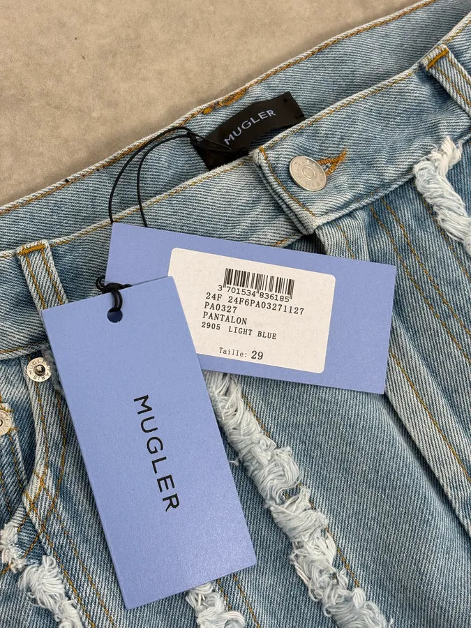 AW2024 Mugler Spiral Baggy Light Blue Jeans  aYroWWp 12