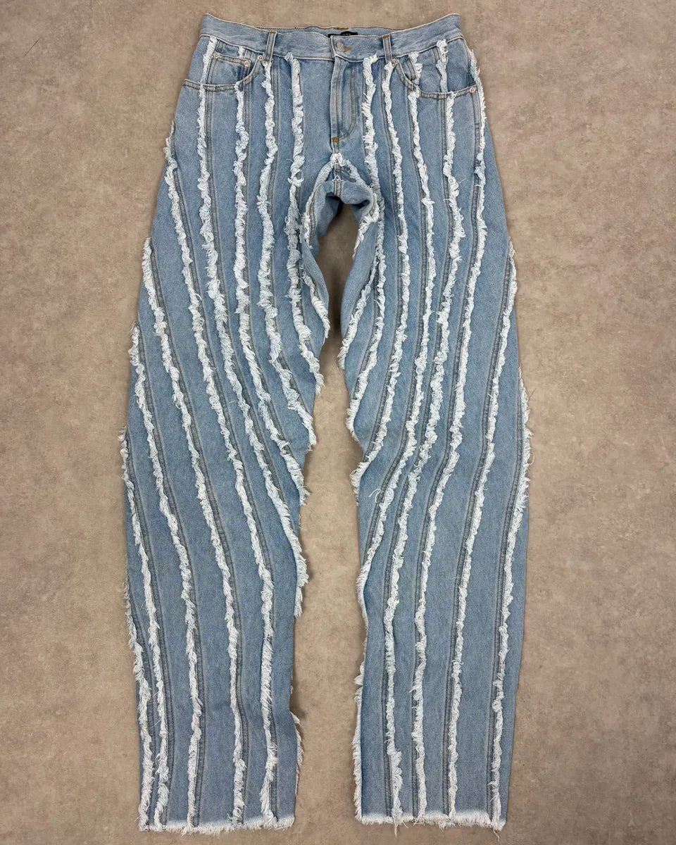AW2024 Mugler Spiral Baggy Light Blue Jeans  aYroWWp 1