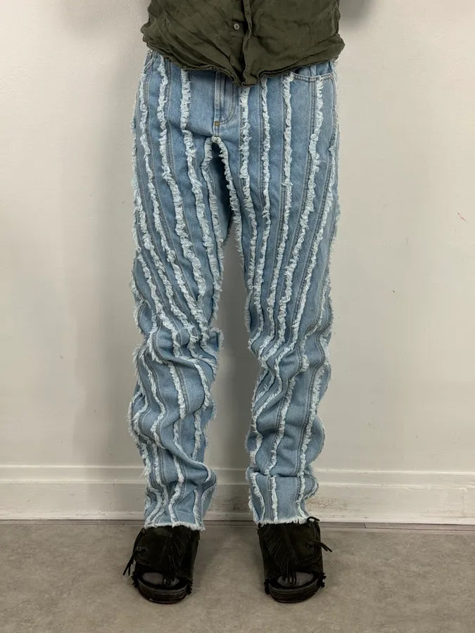 AW2024 Mugler Spiral Baggy Light Blue Jeans  aYroWWp 0