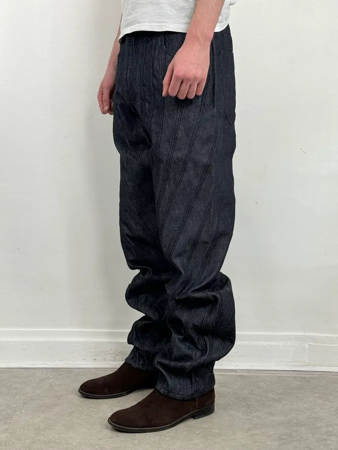 AW2025 Mugler Spiral Baggy Raw Blue Jeans PVVnVbk 1