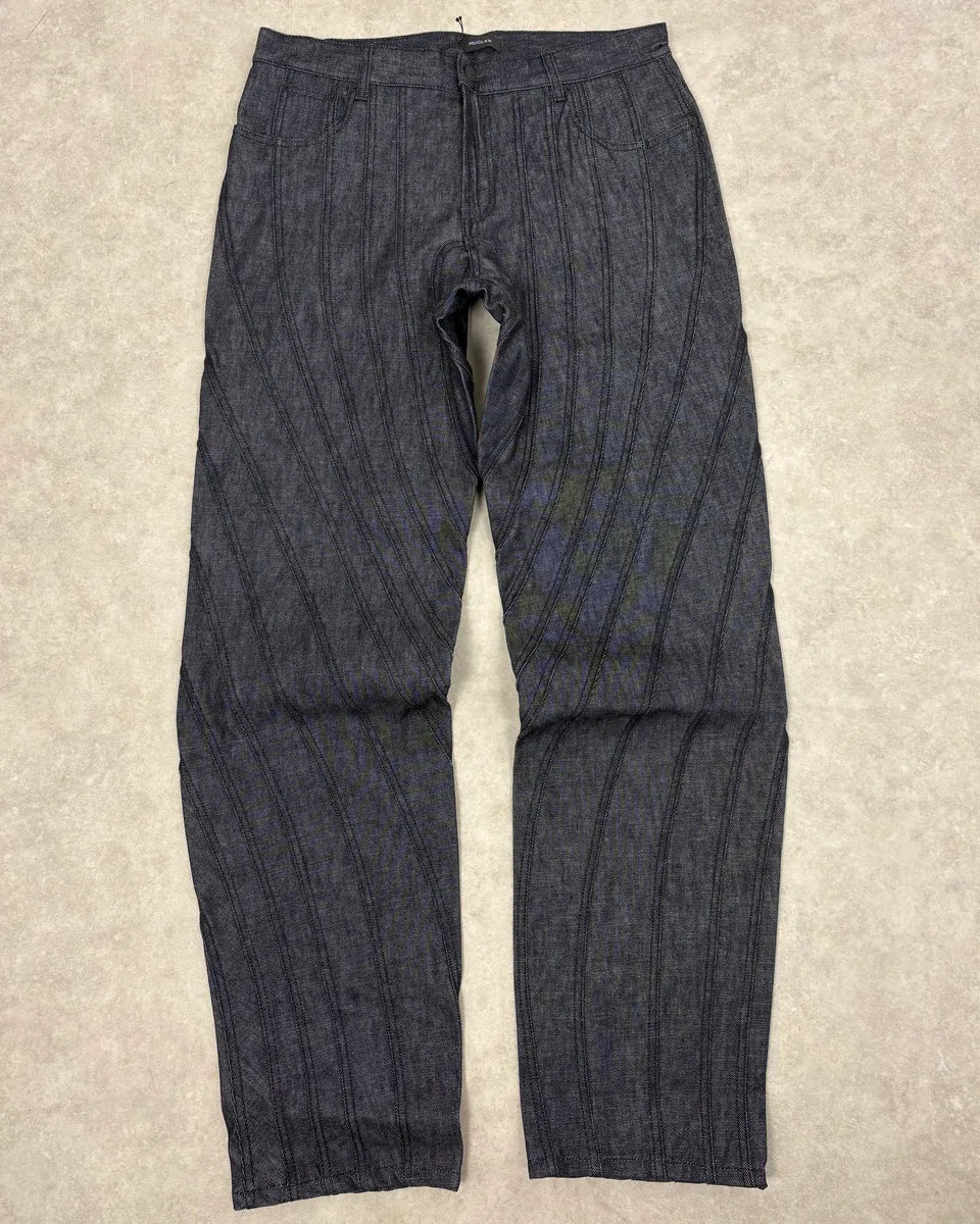 AW2025 Mugler Spiral Baggy Raw Blue Jeans PVVnVbk 3