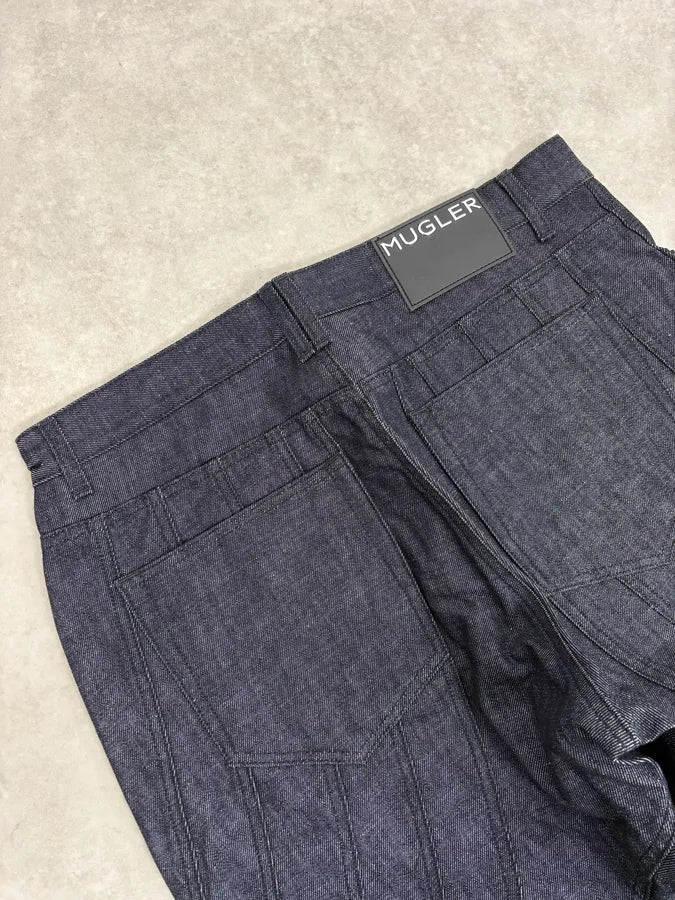 AW2025 Mugler Spiral Baggy Raw Blue Jeans PVVnVbk 7