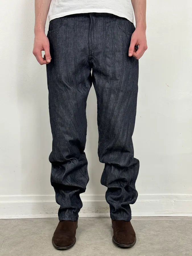 AW2025 Mugler Spiral Baggy Raw Blue Jeans PVVnVbk 0