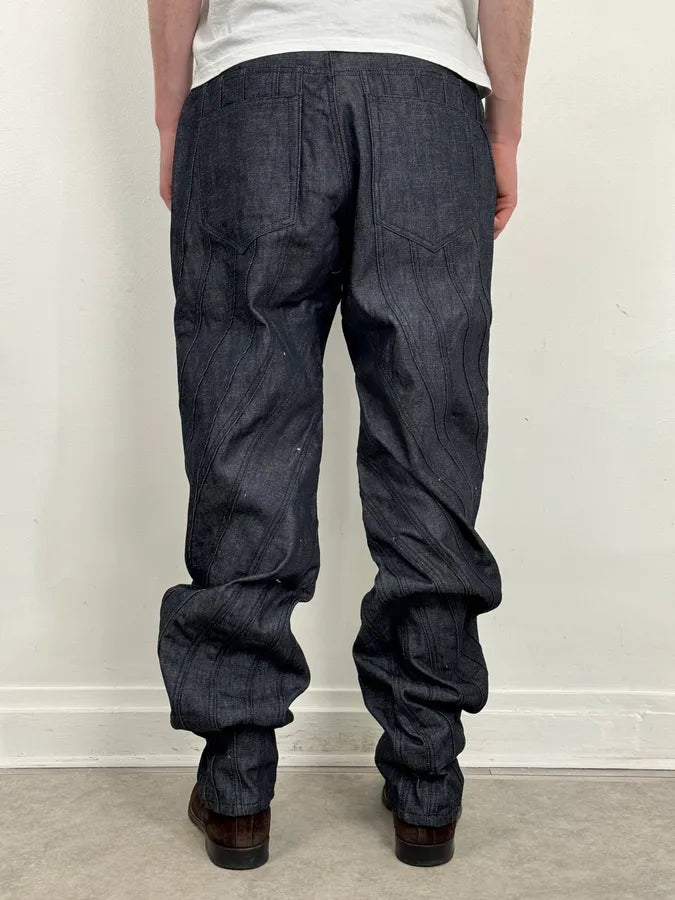 AW2025 Mugler Spiral Baggy Raw Blue Jeans PVVnVbk 2