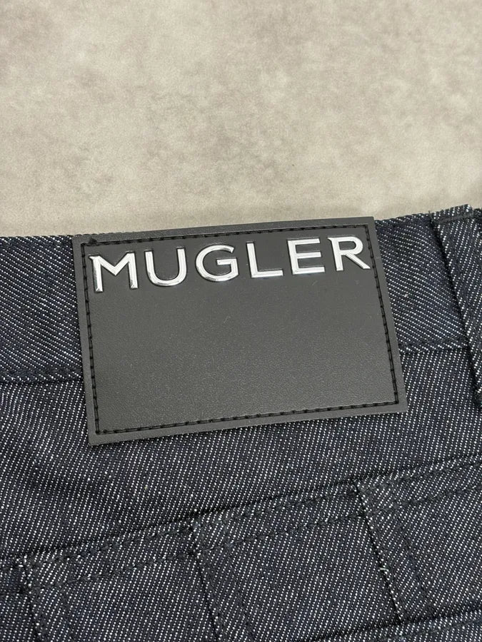 AW2025 Mugler Spiral Baggy Raw Blue Jeans PVVnVbk 8
