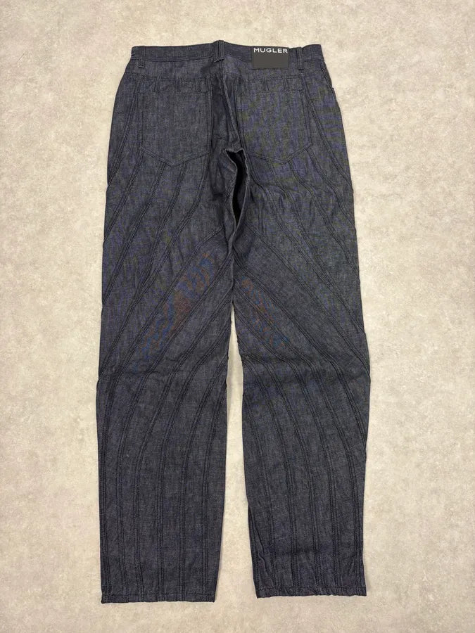 AW2025 Mugler Spiral Baggy Raw Blue Jeans PVVnVbk 4