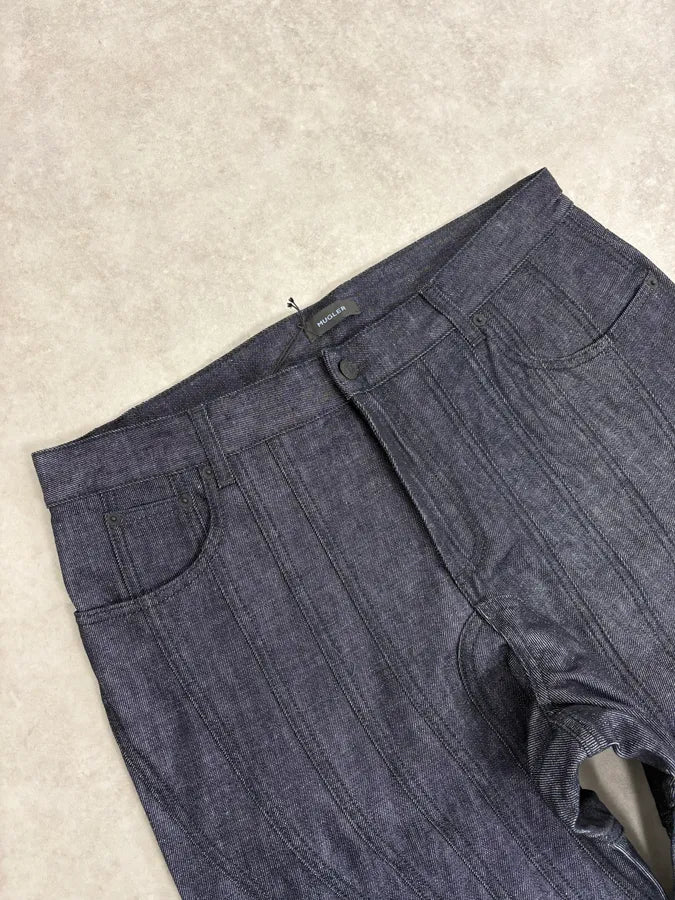 AW2025 Mugler Spiral Baggy Raw Blue Jeans PVVnVbk 6