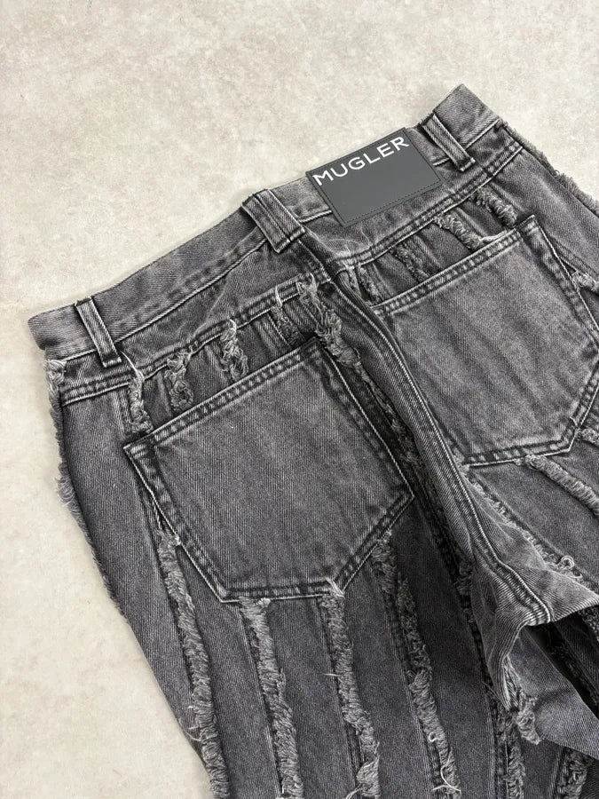 AW2025 Mugler Spiral Baggy Washed Grey Gradient Jeans XgruPFj 8