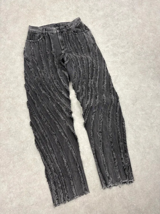 AW2025 Mugler Spiral Baggy Washed Grey Gradient Jeans XgruPFj 4