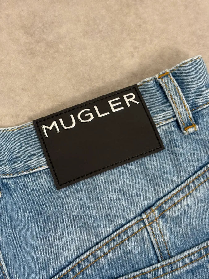 AW2025 Mugler Spiral Oversized Blue Denim Jeans SsScszQ 11
