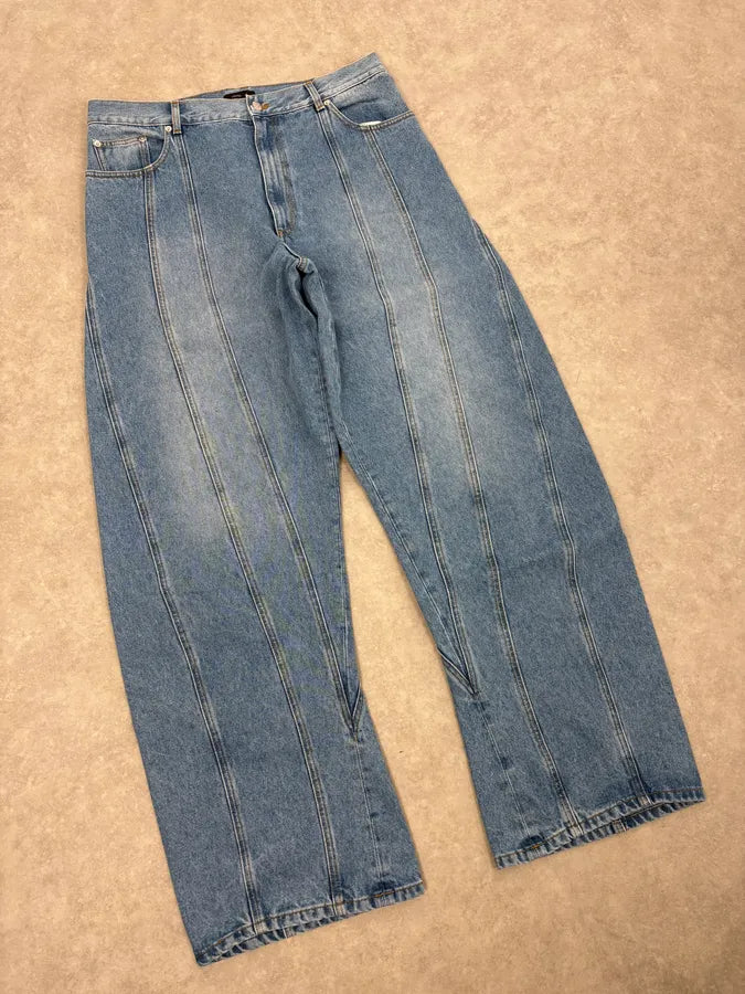AW2025 Mugler Spiral Oversized Blue Jeans BPdKvCn 4
