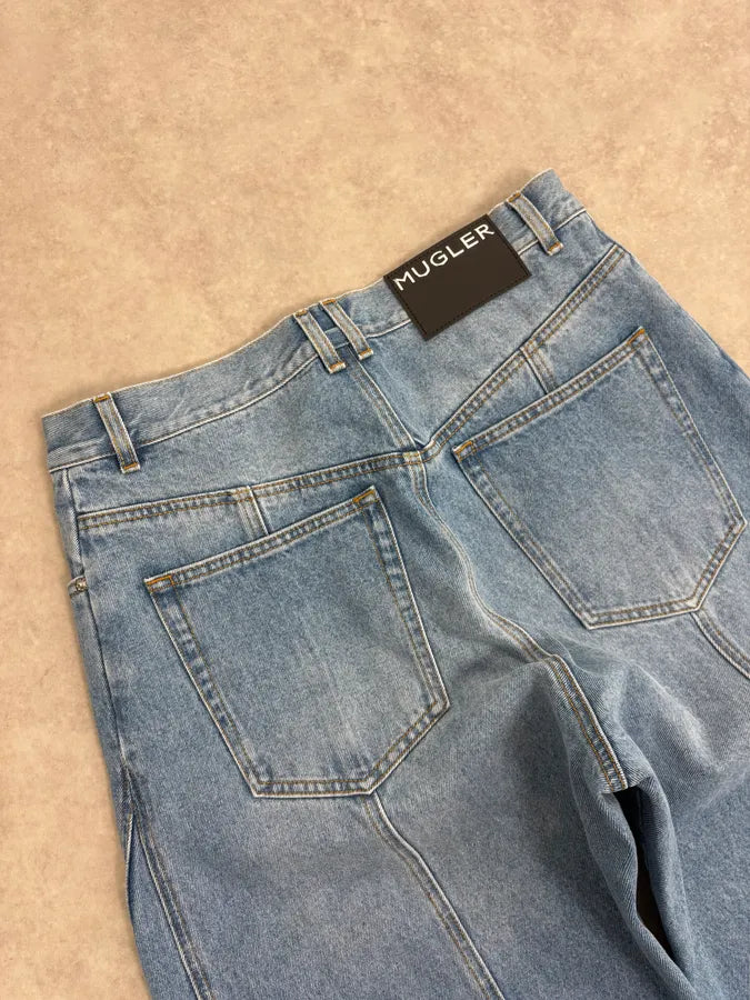 AW2025 Mugler Spiral Oversized Blue Denim Jeans SsScszQ 8