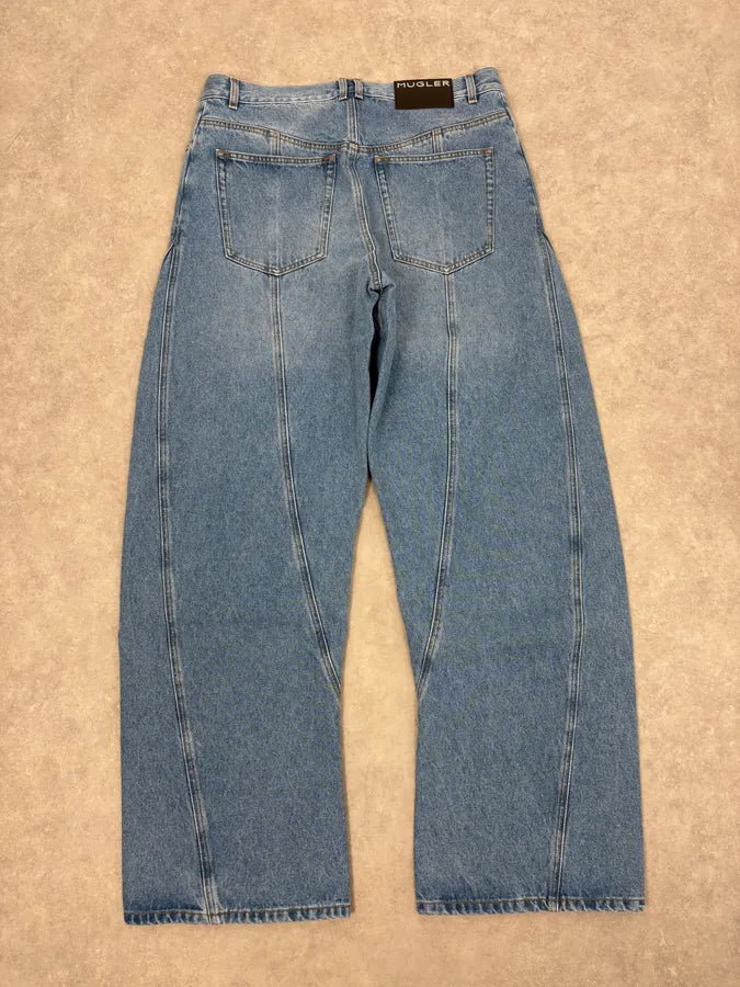 AW2025 Mugler Spiral Oversized Blue Jeans BPdKvCn 6