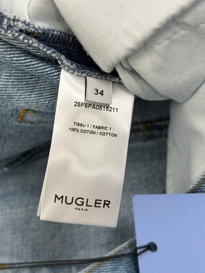 AW2025 Mugler Spiral Oversized Blue Jeans BPdKvCn 13