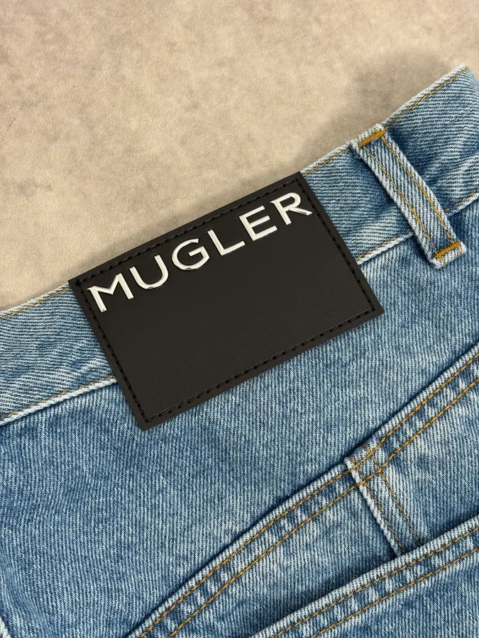 AW2025 Mugler Spiral Oversized Blue Jeans BPdKvCn 11