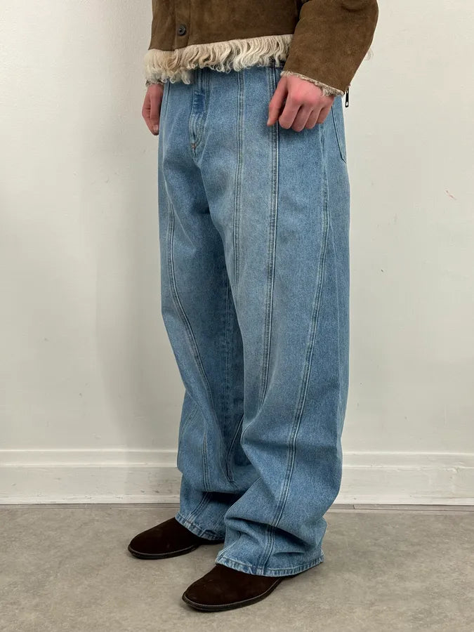 AW2025 Mugler Spiral Oversized Blue Denim Jeans SsScszQ 1