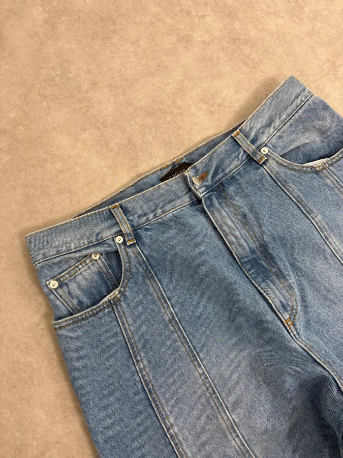 AW2025 Mugler Spiral Oversized Blue Denim Jeans SsScszQ 5