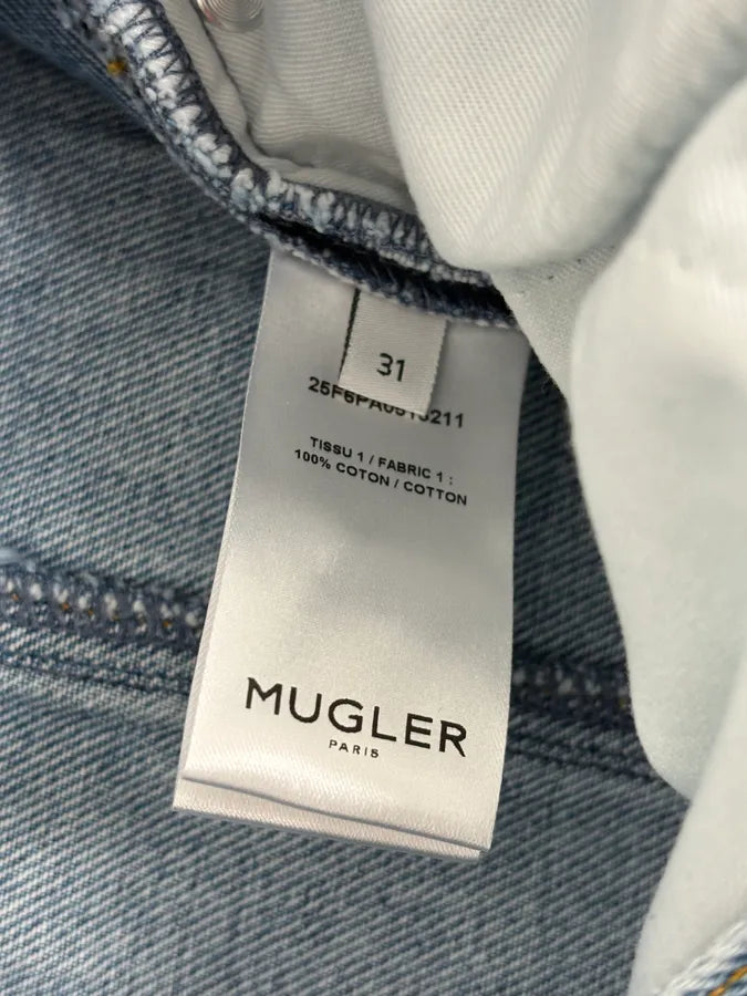 AW2025 Mugler Spiral Oversized Blue Denim Jeans SsScszQ 13