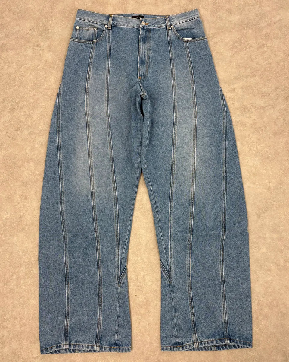 AW2025 Mugler Spiral Oversized Blue Jeans BPdKvCn 1