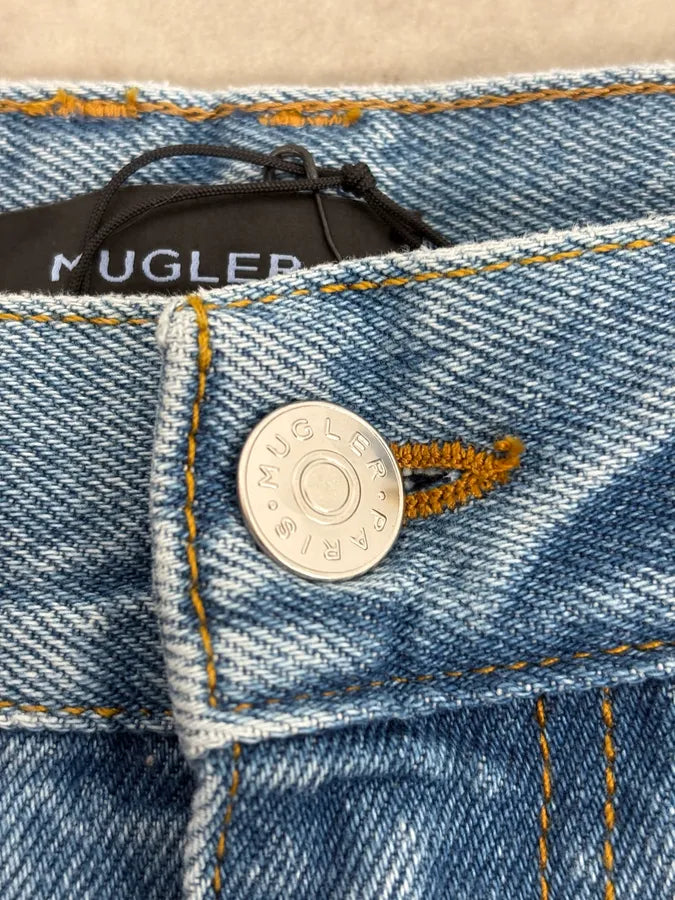 AW2025 Mugler Spiral Oversized Blue Denim Jeans SsScszQ 10