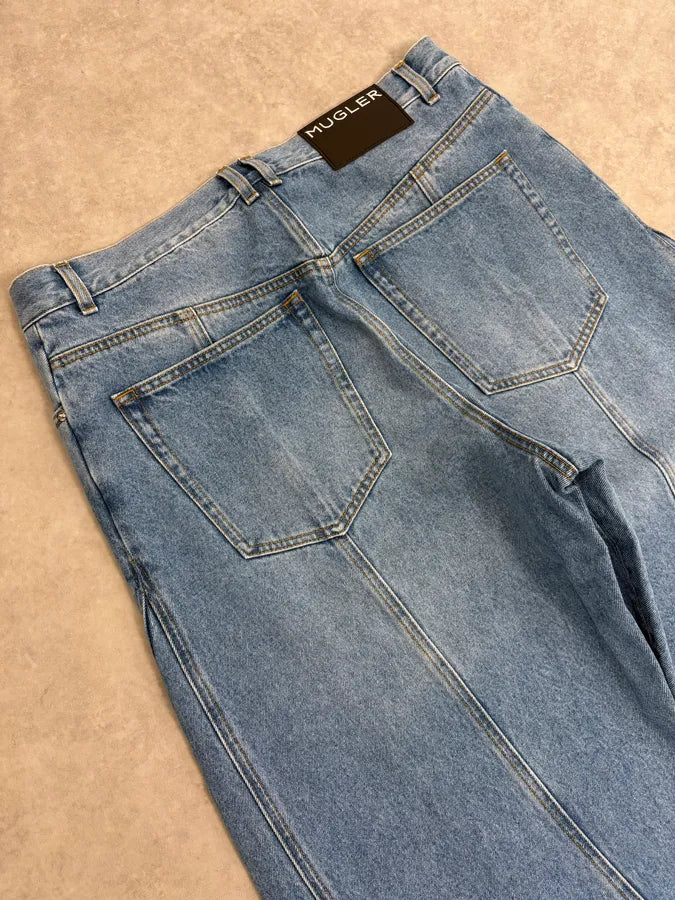 AW2025 Mugler Spiral Oversized Blue Jeans BPdKvCn 8