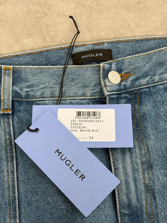 AW2025 Mugler Spiral Oversized Blue Jeans BPdKvCn 12